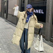 莫代爾2025新款冬季今年流行羽絨棉服加厚過(guò)膝韓系棉襖外套中長(zhǎng)款棉衣女 淡黃色 S
