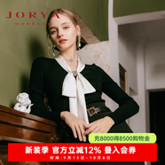 卓雅周末（JORYA weekend）安妮公主系列|23春季新款蝴蝶結(jié)珠飾修身長(zhǎng)袖羊毛針織衫EJWCCM16 黑色-預(yù)售7天 S-預(yù)售7天