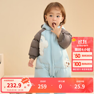 巴拉巴拉童裝嬰兒連體羽絨服連體衣寶寶衣服2025冬裝哈衣爬服萌趣男童女童 白色小熊-白鴨絨 80 cm-充絨量83g