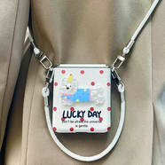 BVY三星zFlip7FE手機殼新款斜挎手提帶掛繩GalaxyZFlip6/5/4小折疊屏幕保護套W25flip防摔W24flip韓國 鐳射小狗配斜挎十手提皮繩 三星GalaxyZFlip7FE