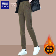 羅蒙（ROMON）運動(dòng)褲女2025春秋冬新款大碼寬松加厚休閑哈倫褲子加絨小腳衛褲女 摩卡色 加絨 M 【建議100斤內】