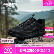斯凱奇（Skechers）2025新款男士戶(hù)外登山鞋輕便耐磨提拉方便穿脫大底 全黑色/BBK 45.5