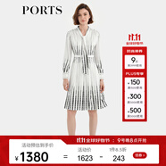 PORTS寶姿秋季新款女裝時(shí)尚圓點(diǎn)印花連衣裙ALD9D015QPT100 白黑混色 XXS 0