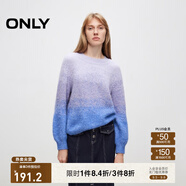 ONLY秋冬柔軟舒適漸變燈籠袖圓領(lǐng)毛衣針織衫女|124313008 I33 藍紫色塊 XS (155) 76A
