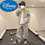 迪士尼（Disney）2025新款中大童運動(dòng)套裝潮男童秋裝長(cháng)袖外套哈倫褲休閑酷帥兩件套 灰色 120 cm