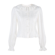 韓語(yǔ)琳空間韓語(yǔ)琳 /法式千金風(fēng)襯衫蕾絲上衣秋淡人高知穿搭2025新款 本白 S