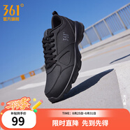 361°運動鞋男鞋秋季透氣網(wǎng)面跑鞋黑色通勤輕質戶外慢跑步鞋 曜石黑/煙灰 革面防潑水 44