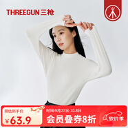 三槍（THREEGUN）半高領(lǐng)基礎(chǔ)打底衣女士新疆棉長絨棉羅紋秋冬純色內(nèi)搭長袖女打底衫 米白 L