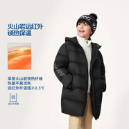 李寧兒童羽絨服中長(zhǎng)款男女大童25秋冬新款鴨絨極寒加厚保暖連帽外套 黑色 中長(zhǎng)款【三防】絨子含量85% 175