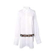 趙露思白色襯衫女春秋2024新款中長(cháng)款寬松感長(cháng)袖襯衣上衣 白色專(zhuān)柜品質(zhì)送腰帶 S S