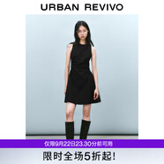 UR2025春季新款女摩登氣質(zhì)褶皺收腰顯瘦無袖連衣裙UYY750030 黑色 S