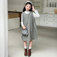 邁兜熊女童秋季波點(diǎn)裙打底衫套裝2025新款洋氣兒童套裝大童秋裝公主裙子 打底衫背心裙同款包套裝 120