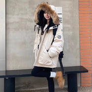 法蘿迪短外套女春秋季女裝新款韓版寬松學(xué)生棉衣工裝棉襖子bf短款棉服 白色 M
