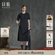 日著RIZHUO【商場(chǎng)同款】T恤裙連衣裙2024夏季新女裝拼接純棉夏裙 星稀黑 S