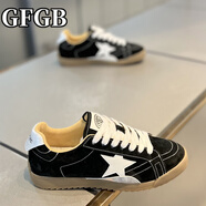 GFGB品牌輕奢男鞋2025新款秋冬季反絨皮面休閑鞋子男軟底板鞋運動(dòng)鞋男 黑色 【高端男鞋】 39 【皮鞋碼】