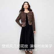 尚都比拉波西米亞民族風(fēng)套裝女冬季復古印花圓領(lǐng)燈芯絨外套絲絨背心連衣裙