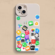 接運貓ins創(chuàng)意圖標(biāo)蘋果16手機殼適用iPhone1514硅膠13軟殼1211promax 白色-蘋果圖標(biāo) iPhone14ProMax