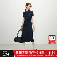范思藍(lán)恩天才少女學(xué)院風(fēng)polo連衣裙女2025夏新款長(zhǎng)款收腰裙子2179 藏青色 M
