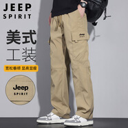 JEEP SPIRIT吉普工裝褲男士褲子男秋季休閑褲男多口袋男褲 卡其色 XL