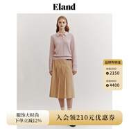 ELAND衣戀小奶羔毛衣女POLO領短款絞花含綿羊毛2025早秋新款 粉色(25)Pink S 160