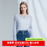 CAROLINE卡洛琳2024春季新款香芋紫圓領(lǐng)鏤空毛針織衫ECREAA41 香芋紫 L
