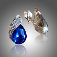 夢(mèng)君宸日韓流行寶藍色水滴寶石鑲鉆耳釘小資大耳環(huán)無(wú)耳洞耳夾 寶藍色白鉆 耳夾 （無(wú)耳洞）