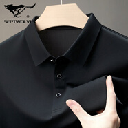 七匹狼（SEPTWOLVES）夏季真絲T恤男品牌薄款冰.絲中年純色桑蠶絲上衣寬松中年體恤 黑色 3XL 190