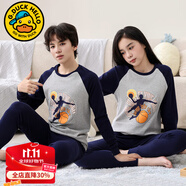 G.DUCKKIDS女童秋衣秋褲套裝純棉初中生男大童保暖內(nèi)衣青少年中學生男孩睡衣 藍色接頭籃球 180 （建議身高170cm 16-17歲）碼（建