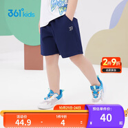 361°兒童短褲夏季男女童3-12歲透氣運(yùn)動(dòng)褲梭織五分褲 藏青 120