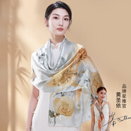 達芬奇密碼真絲絲巾女秋冬高檔桑蠶絲綢披肩圍巾絲巾媽媽生日禮物女 幻彩琉光