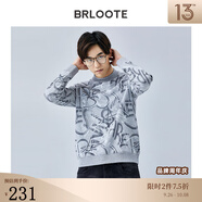 巴魯特（Brloote）潮流衛(wèi)衣男個性時尚滿身印花舒適長袖T恤秋冬 淺灰 165/88A