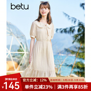 betu百圖女裝娃娃領連衣裙領結甜美裙子夏連衣裙女2204T72 杏色 XS