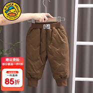 G.duck小黃鴨男童褲子冬季兒童棉褲加絨加厚寶寶三層夾棉冬褲男孩保暖褲 咖啡色 90 尺碼1~2歲【 80-90cm】