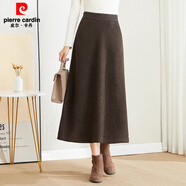 皮爾卡丹（pierre cardin）2025新款深咖色垂感呢絨A字半身裙女秋冬中長顯瘦遮肚子長裙 Q044-深咖色呢絨小A字中長裙 [裙 S 26 適合1尺9腰圍