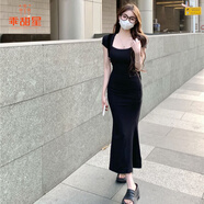 乖甜星純欲辣妹風(fēng)T恤連衣裙女2025夏季修身收腰設計感包臀長(cháng)裙魚(yú)尾裙子a 黑色 2XL 【建議125-140斤】