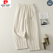 皮爾卡丹（pierre cardin）東北零下羽絨棉褲子女士冬季加厚保暖棉褲夾棉絎線(xiàn)條紋休閑闊腿褲 杏色 M 【95-115斤】