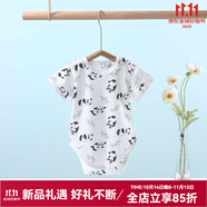 婧麒（JOYNCLEON）新生嬰兒純棉連體衣服初生寶寶無(wú)骨連身衣滿(mǎn)月爬爬服春季四季哈衣 熊貓 59cm