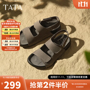 他她（TATA）復(fù)古勃肯鞋女秋季新款厚底沙灘鞋外穿拖鞋涼鞋男女同款 灰色AAD01BL5 44