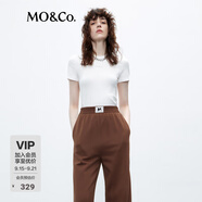 MO&Co.閃鉆標語正肩修身彈力百搭T恤黑色白色美式復(fù)古時尚上衣上裝 本白色-第2批 建議和客服確認尺碼哦 XS 155 建議和客服確認尺碼哦