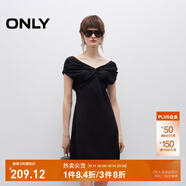 ONLY2025秋季新款舒適純色胸前扭結(jié)露肩短裙連衣裙女|125107115 H1Z黑色 S