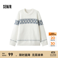 森馬毛衫男冬季費(fèi)爾島提花民族風(fēng)針織衫復(fù)古情侶毛衣寬松 白色調(diào)00311 2XL