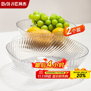 拜杰水果盤(pán)零食盤(pán)家用果盤(pán)客廳干果盤(pán)托盤(pán)糖果堅果盤(pán)透明白2只裝