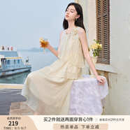 香影藍色海邊連衣裙女無(wú)袖2025夏裝新款不規則荷葉邊航海系沙灘裙 鷺白 L 165/88A/110-125斤