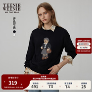 Teenie Weenie小熊秋季簡約圓領套頭衛(wèi)衣學院風短款上衣休閑時尚女 黑色 S (160)