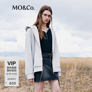 MO&Co.外套雙開頭拉鏈寬松連帽灰色衛(wèi)衣式外套美式復古運動摩安珂 中花灰色 M 165