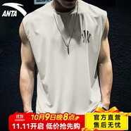 安踏（ANTA）吸濕速干運動健身背心男冰絲涼感透氣坎肩夏季馬拉松跑步無袖T恤 【凱里·歐文同款】香草白-1 3XL (190) 建議170-180斤