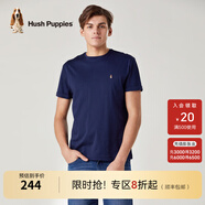 Hush Puppies暇步士男裝夏季男士純色圓領(lǐng)短袖T恤 深藍-085 XL