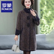 羅蒙（ROMON）媽媽裝秋冬裝外套洋氣媽媽加厚中長(cháng)款50歲仿貂絨上衣服中老年女裝 紫駝 厚款 2XL