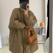 2025年新款冬季大碼棉服女中長(zhǎng)款蝙蝠袖韓版棉衣寬松棉襖外套 卡其色 S