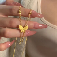 GUIG老鳳凰金店款在逃公主蝴蝶流蘇項鏈18K金中式鎖骨鏈古法金毛衣鏈 蝴蝶流蘇項鏈